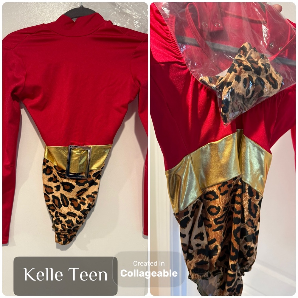 Kelle Teen Red and Gold Kids Dance Costume